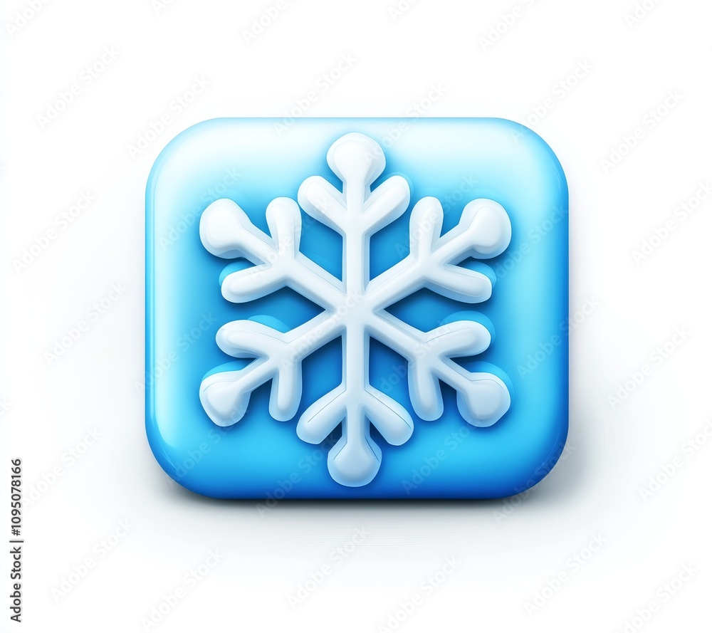 Fototapeta premium Winter weather icon digital art graphic design blue background minimalist style concept of coldness