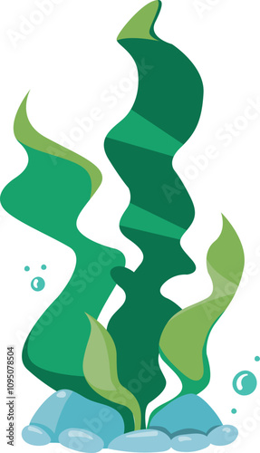 Seaweed cartoon icon. Aquarium water sea plant