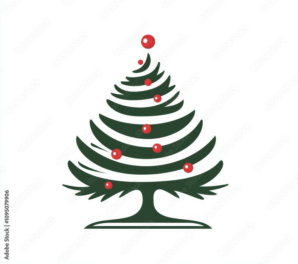 Obraz premium Christmas tree decoration winter wonderland graphic illustration festive environment minimalist view holiday cheer