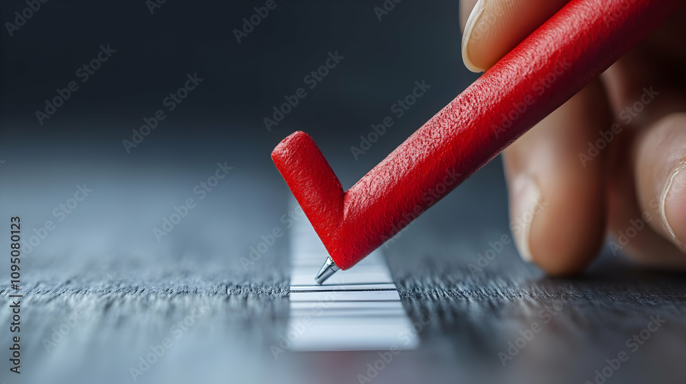 Photo of Red Check Mark on Paper Ballot Voting Choice Photo of Red Check Mark on Paper Ballot Voting Choice