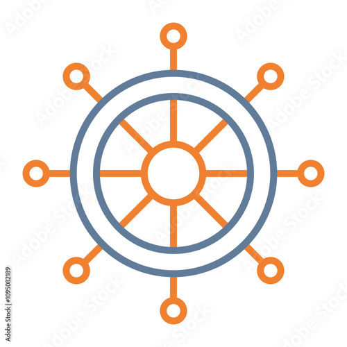 Ship Wheel Vector Icon Design