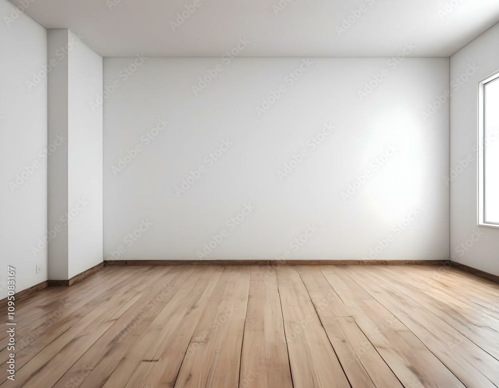 Empty Room White Wall with Wooden Floor Empty Room White Wall with Wooden Floor