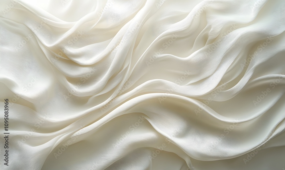 Obraz premium Cream-like texture flowing in ribbon-like streams across a soft white background
