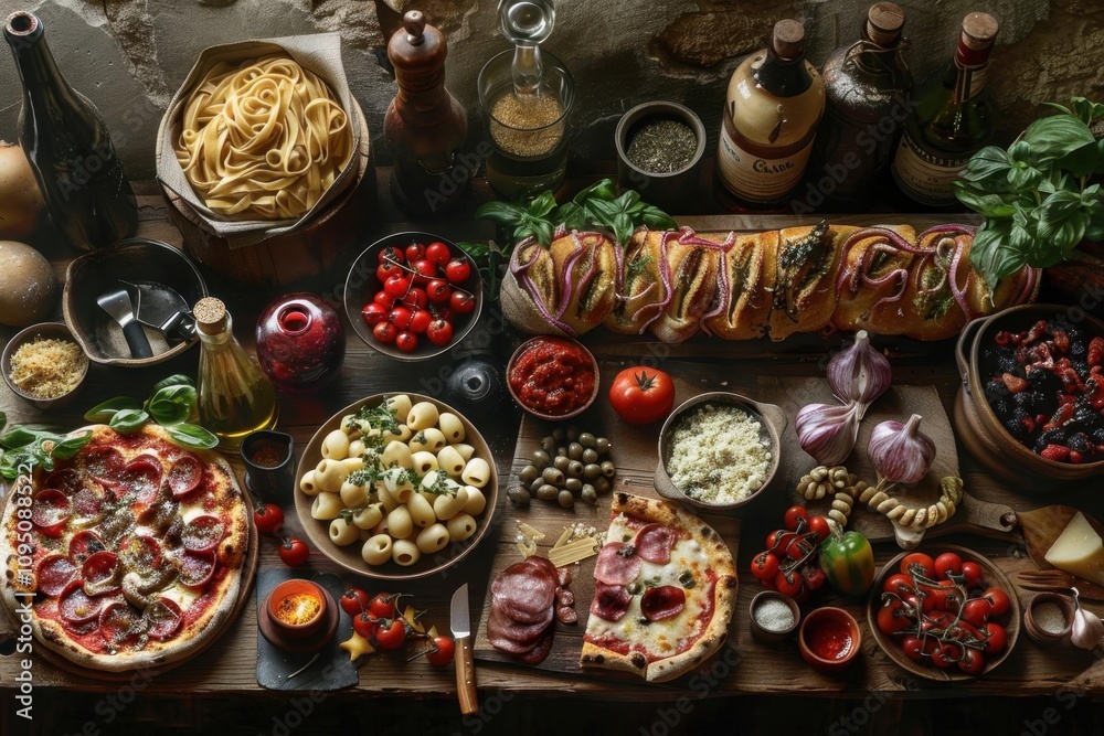 Italian Feast: A Table Spread of Homemade Delights Italian Feast: A Table Spread of Homemade Delights