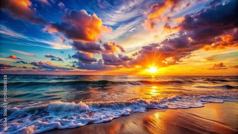 Serene Sunset Over Tranquil Ocean Waves with Soft Reflections and Gentle Ripples Captured in Stunning Rule of Thirds Composition for Peaceful Nature Lovers and Photography Enthusiasts
