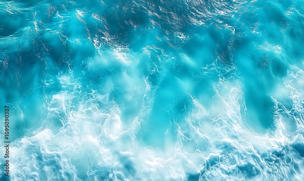 Obraz premium surface waves on the beach, Blue sea surface, water wave surface, blue water wave, top view 