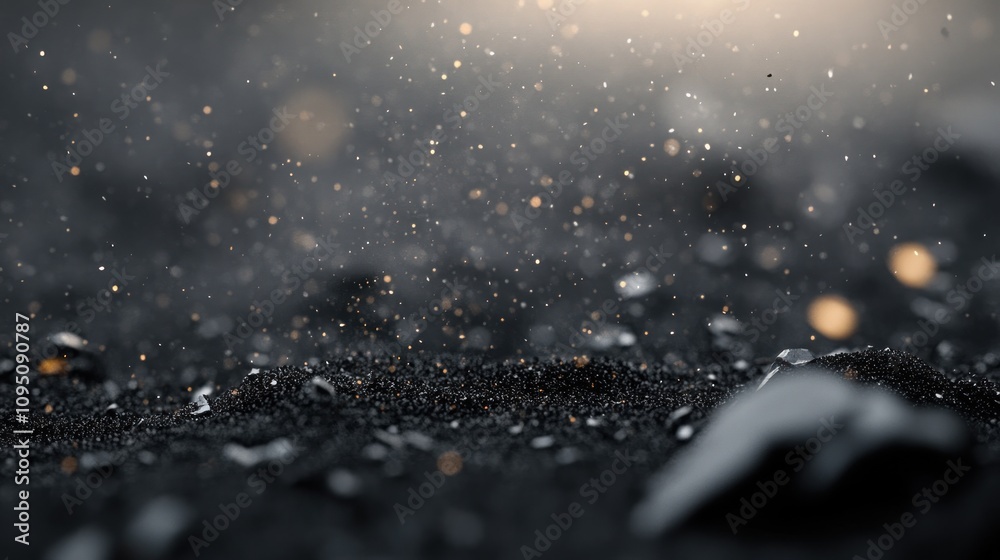 Dark Volcanic Sand with Golden Dust: A Mystical Landscape Dark Volcanic Sand with Golden Dust: A Mystical Landscape