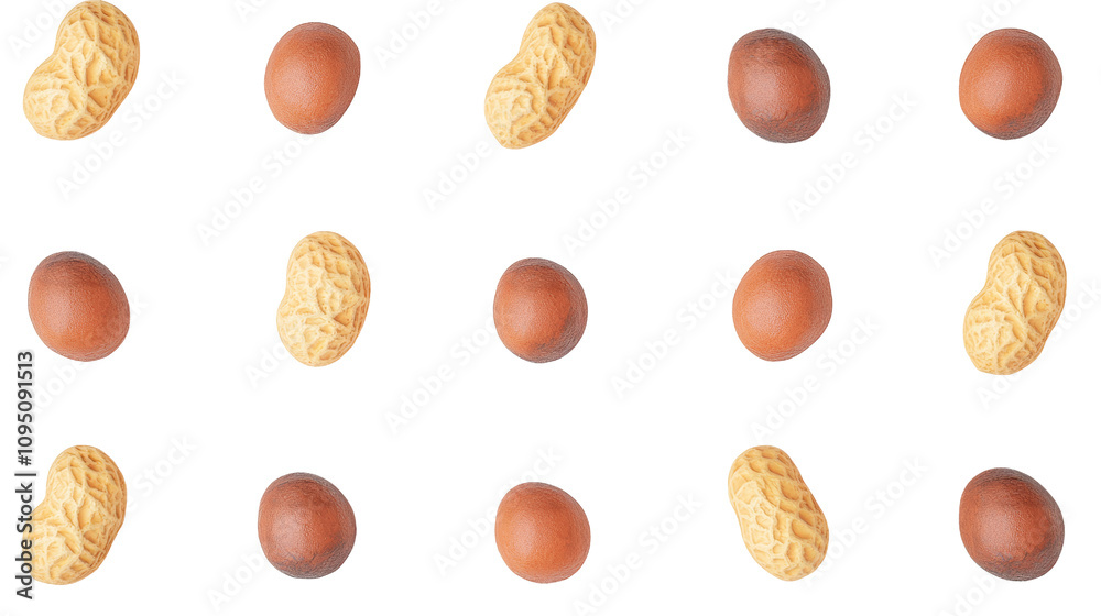 An array of assorted roasted peanuts on a simple background. An array of assorted roasted peanuts on a simple background.