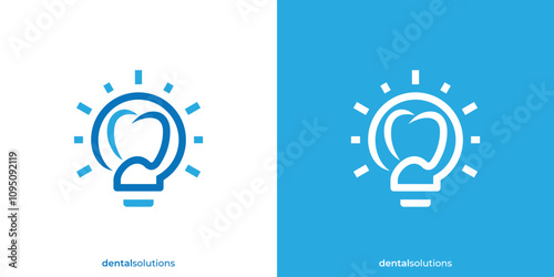 Creative Dental Solution Logo. Light Bulb and Dental Icon Graphic. Health Care Logo, Icon, Symbol, Vector, Design Template.
