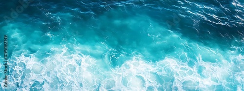  surface waves on the beach, Blue sea surface, water wave surface, blue water wave, top view 