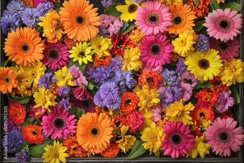 Wallpaper Mural A close-up shot of a bouquet of vibrant and colorful flowers Torontodigital.ca