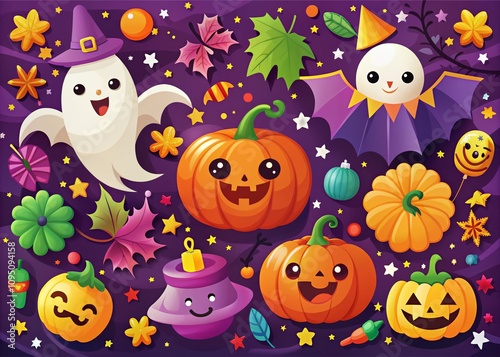 Spooktacular Halloween Clipart Collection Featuring Pumpkins, Bats, Ghosts, and Fun Festive Elements for Celebrating the Season with Joy and Creativity