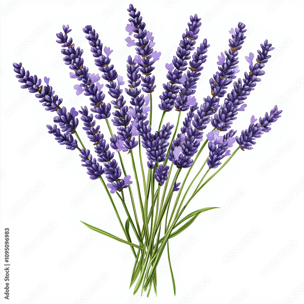 Beautiful lavender bouquet illustration with soothing purple flowers Beautiful lavender bouquet illustration with soothing purple flowers