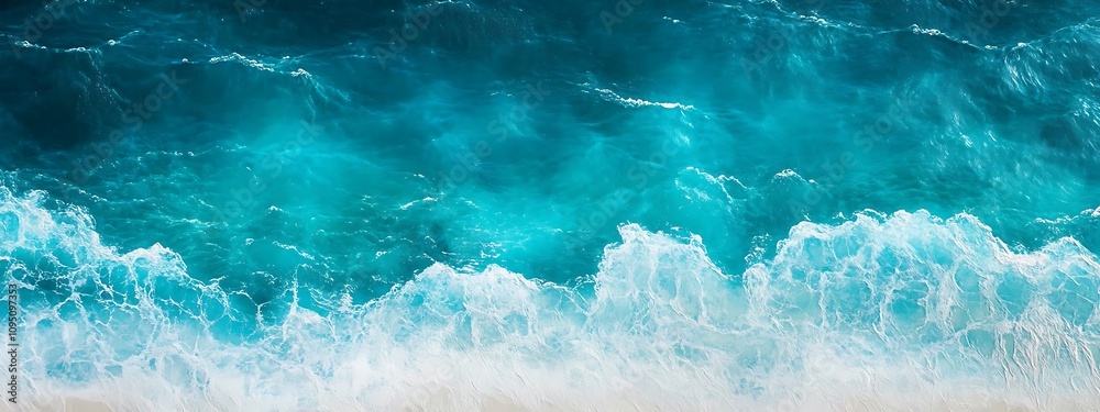 Obraz premium surface waves on the beach, Blue sea surface, water wave surface, blue water wave, top view 