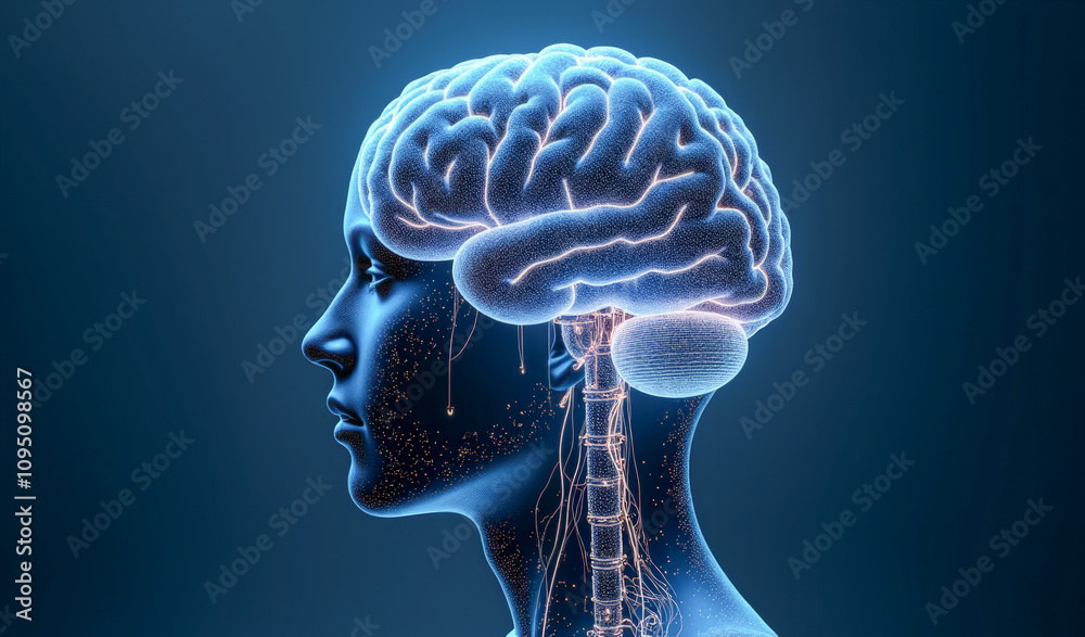 virtual head and human brain in virtual reality virtual head and human brain in virtual reality