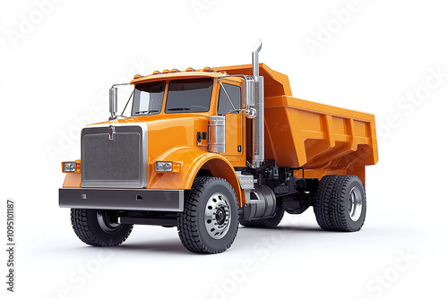 Vector logo of dump truck, construction services, isolated on white background. photo