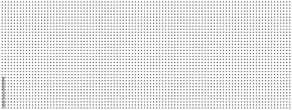 Seamless grid pattern: subtle halftone design featuring repeated small hatch crosses and tiny elements. Abstract geometric texture with faded black and white rectangle prints. Vector illustration.	

