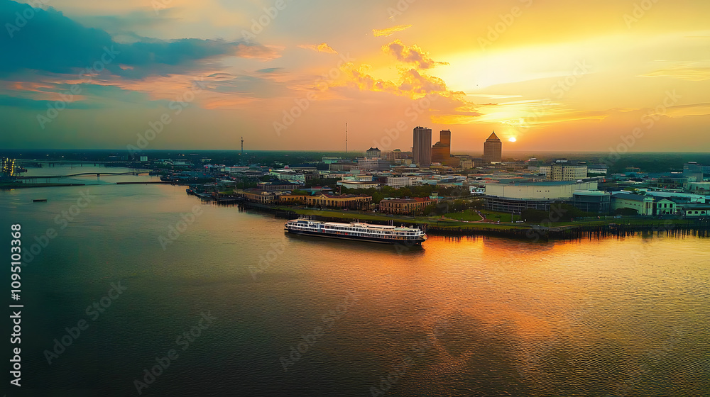 New Orleans Louisiana Downtown Drone Skyline Aerial New Orleans Louisiana Downtown Drone Skyline Aerial