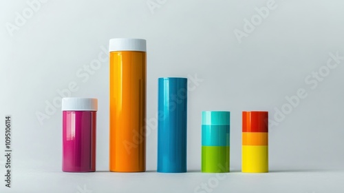 Cosmetic bottle stems of various sizes and types for advertising or promotion background wallpaper AI generated image