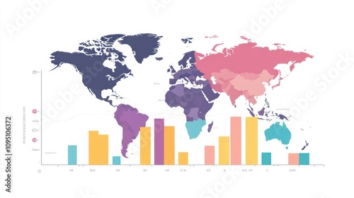 Bars graph breaks down revenue by region for global business background wallpaper AI generated image
