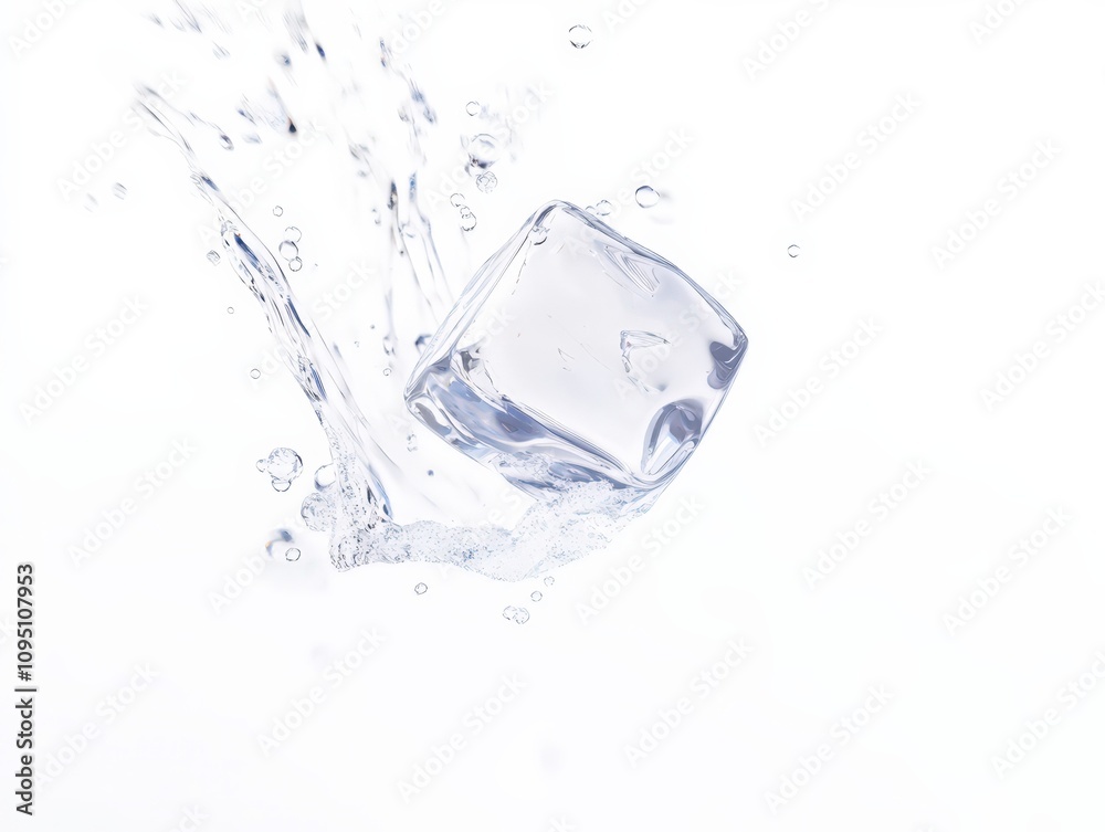 Ice Cube Splashing in Water - Purity Concept Ice Cube Splashing in Water - Purity Concept