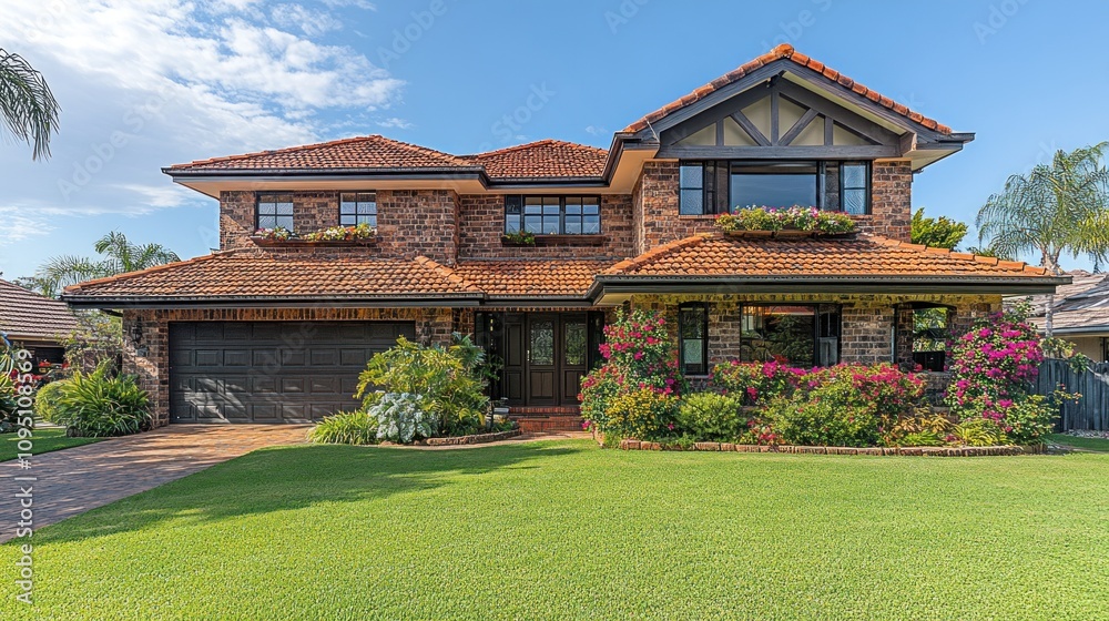 Brick House with Lush Landscaping Brick House with Lush Landscaping