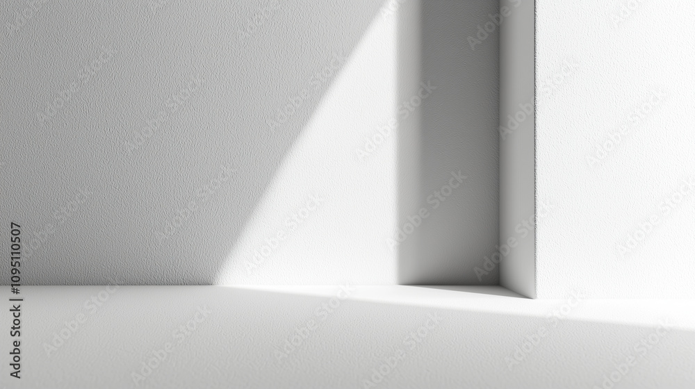 Minimalist White Wall with Sharp Shadows and Geometric Light Patterns Minimalist White Wall with Sharp Shadows and Geometric Light Patterns