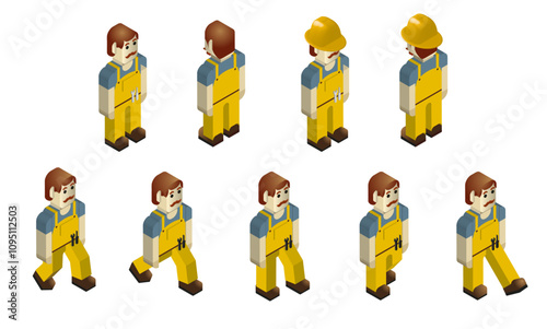 A handyman business isometric cubic vector character