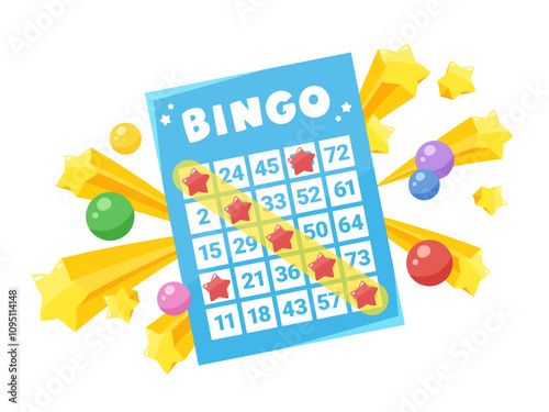 ビンゴゲームでビンゴになったイラスト