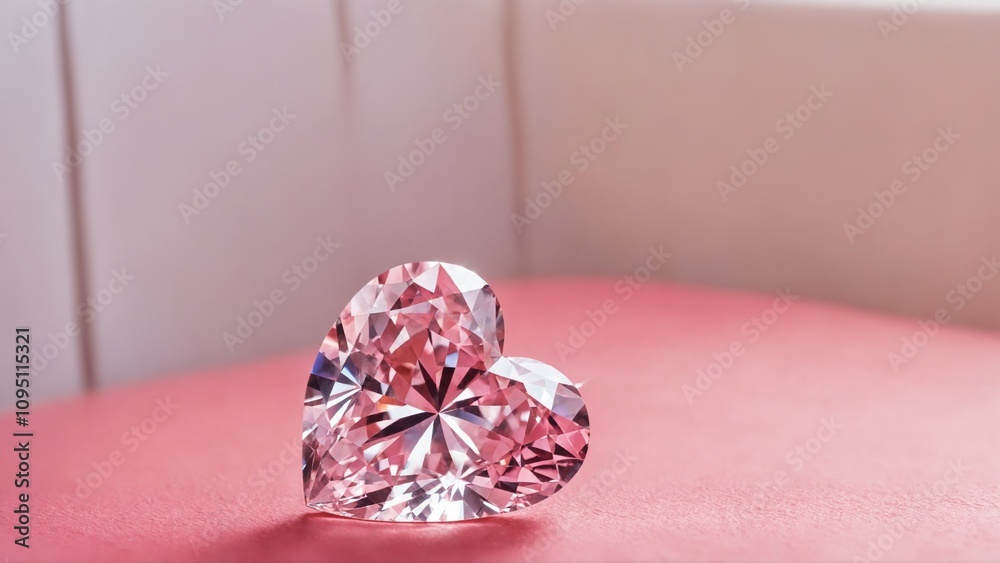 A pink diamond is sitting on a red surface A pink diamond is sitting on a red surface