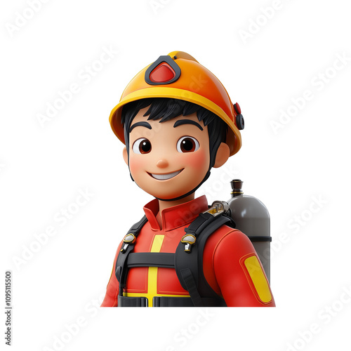 a 3D cartoon firefighter  photo