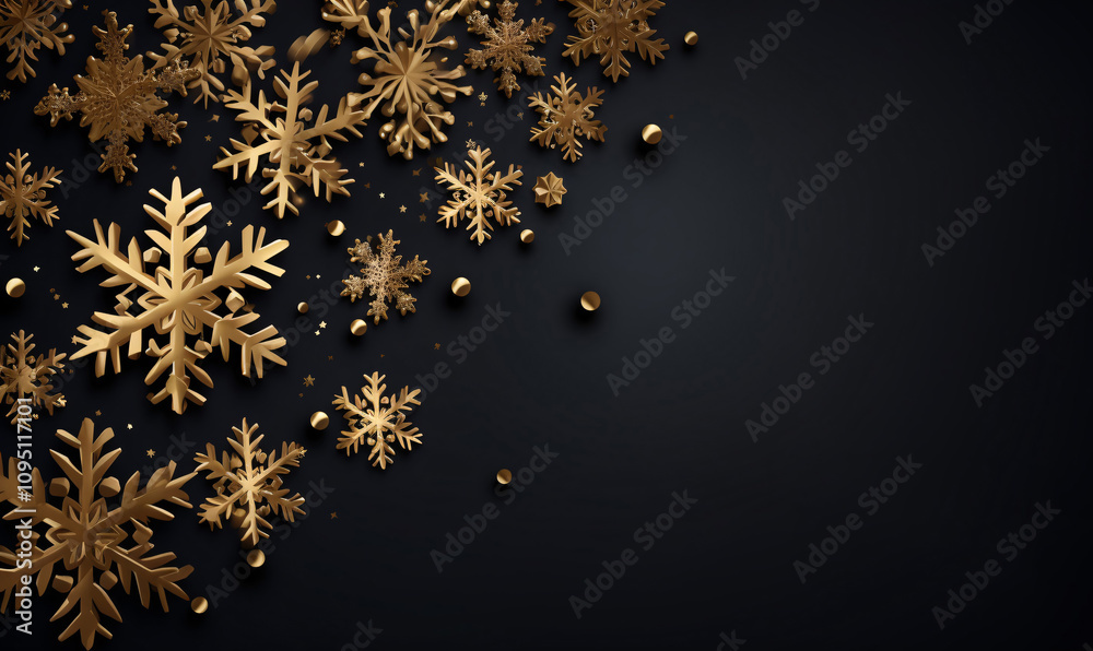 Falling snowflake golden pattern background. Golden snowfall overlay texture on black background. Falling snowflake golden pattern background. Golden snowfall overlay texture on black background.