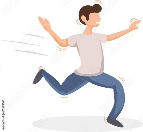 man cartoon running scared illustration