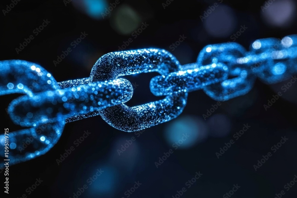Glowing Blue Chain Links Security Connection Technology Glowing Blue Chain Links Security Connection Technology