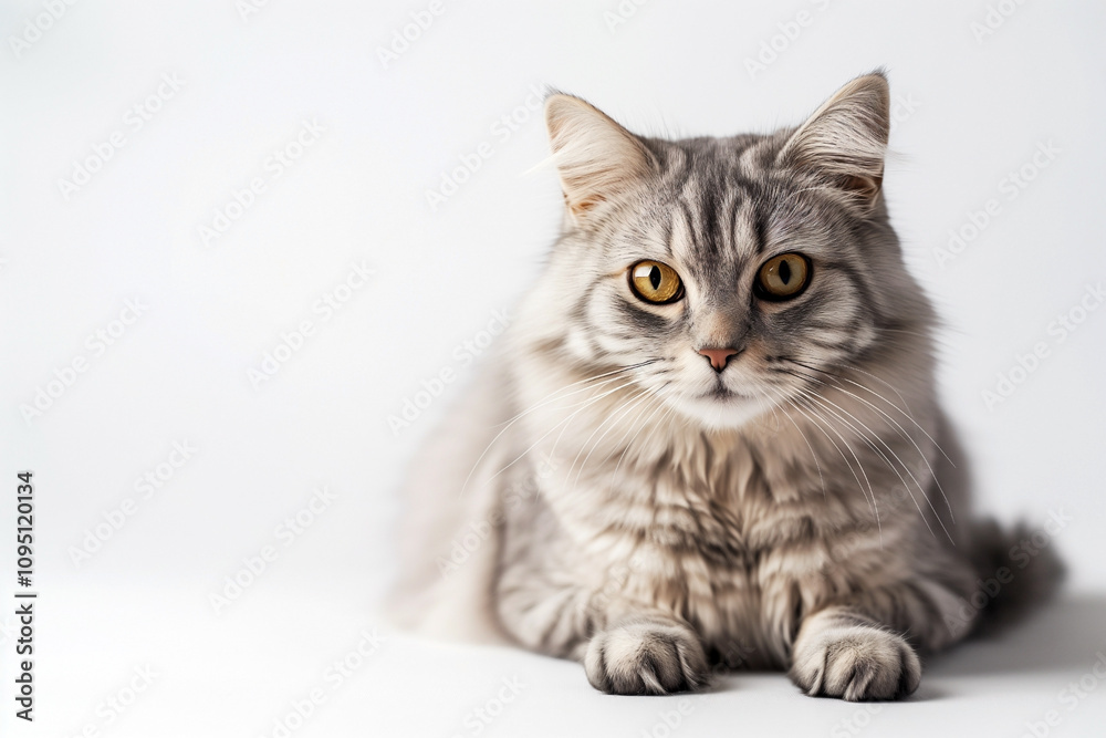 Kanaani cat look at camera on white background Kanaani cat look at camera on white background