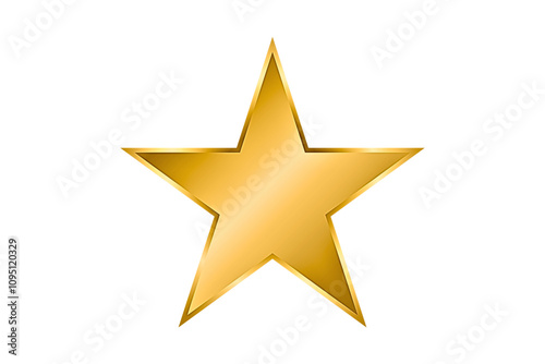 Gold metallic star icon isolated on transparent background. 3D golden shiny star for Awards, medals decoration design elements. PNG, Cut out