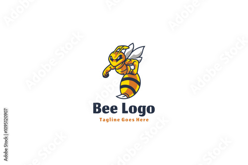 Bee Logo Design Concept Illustration Vector Template