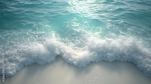  surface waves on the beach, Blue sea surface, water wave surface, blue water wave, top view 