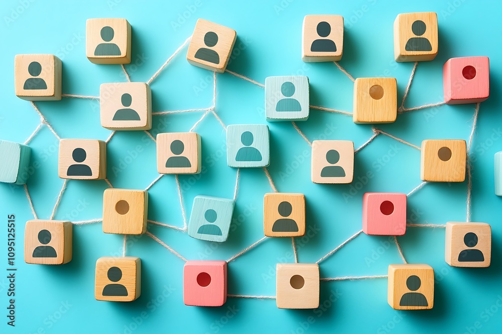 Interconnected Wooden Cubes Employee Network System Interconnected Wooden Cubes Employee Network System