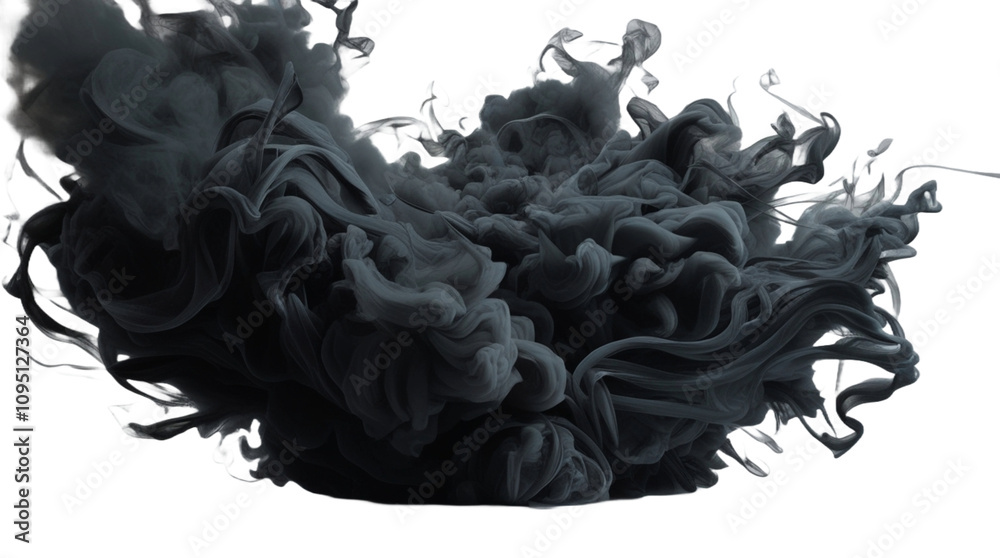 Black smoke explosion on transparent background Black smoke explosion on transparent background