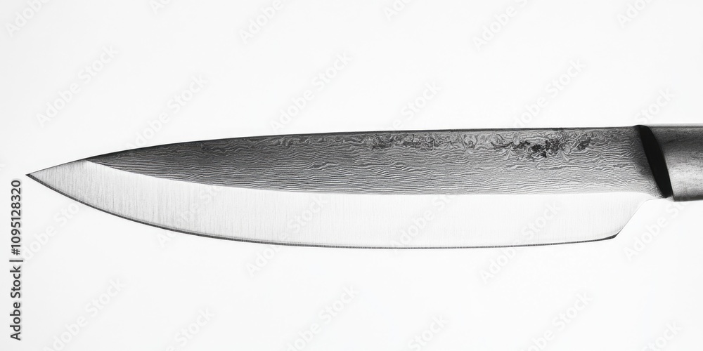 A close-up shot of a knife lying on a white surface A close-up shot of a knife lying on a white surface