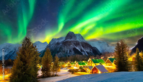 Northern Lights in a Snow-Covered Valley