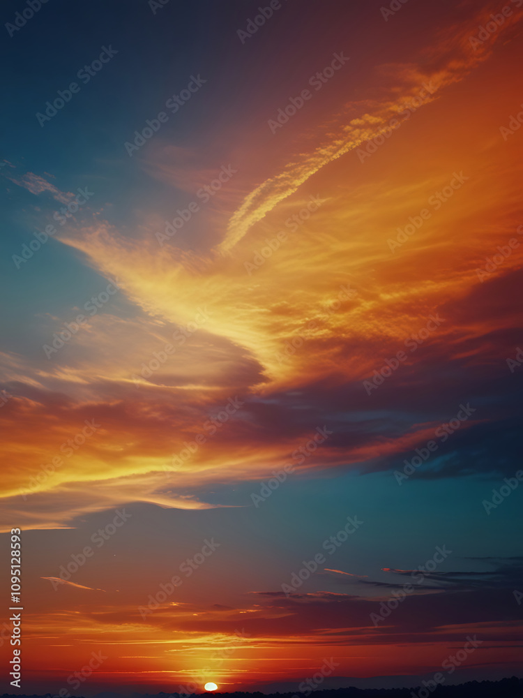 Obraz premium Beautiful evening sky, sunset imagedusk twilight light blue landscape sunrise summer