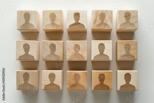 Light Wood Blocks Workforce Community Profile Silhouettes