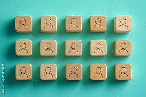 Light Wood Profile Icons Network Clean Flat Lay Business Organization