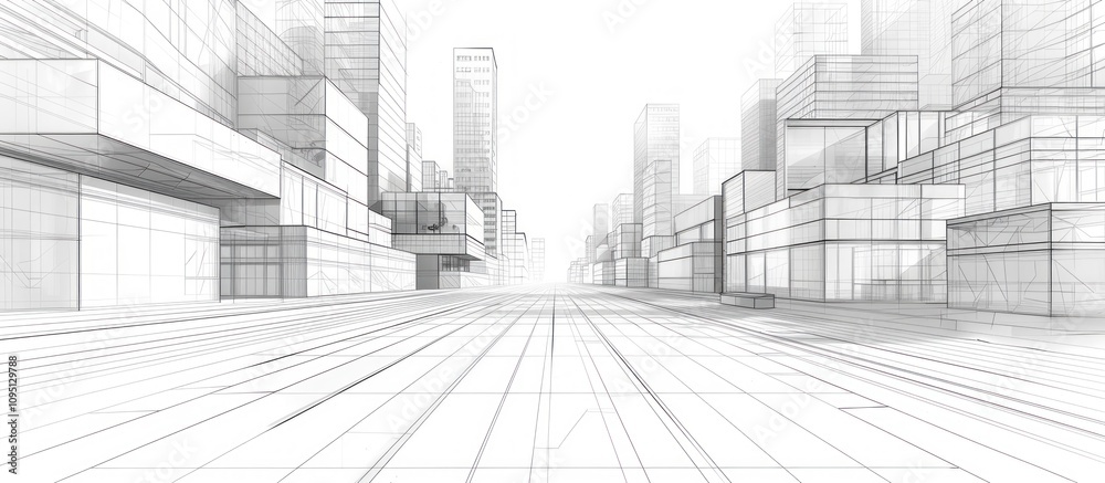 Wireframe Cityscape Perspective