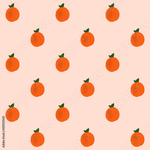 Seamless pattern with peach. Vector illustration.