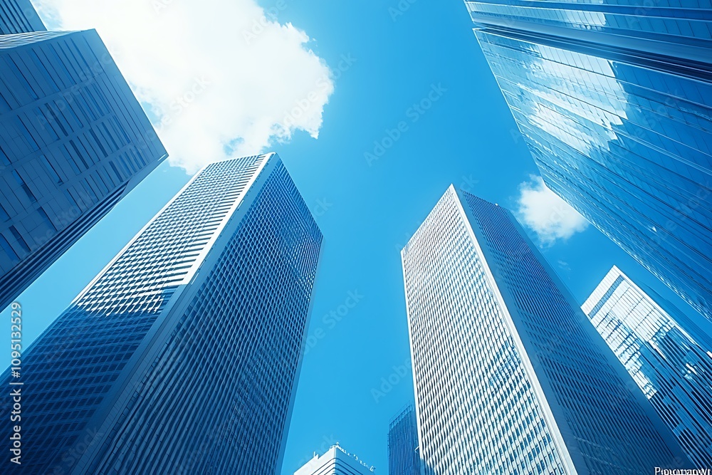Low Angle Impressive City High-Rise Architecture Low Angle Impressive City High-Rise Architecture