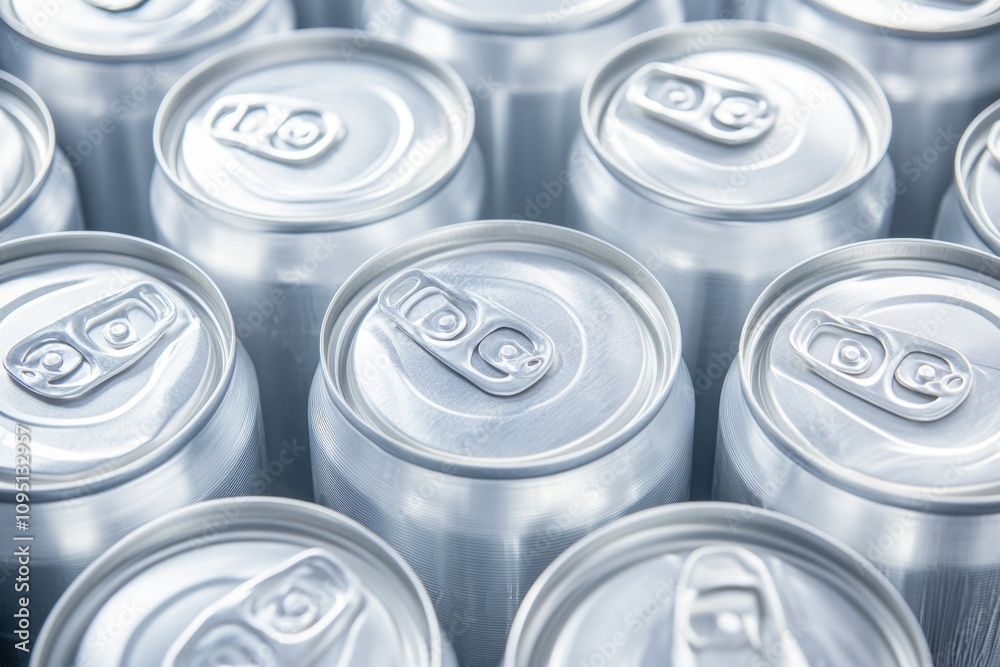 A collection of empty aluminum cans seen from above A collection of empty aluminum cans seen from above