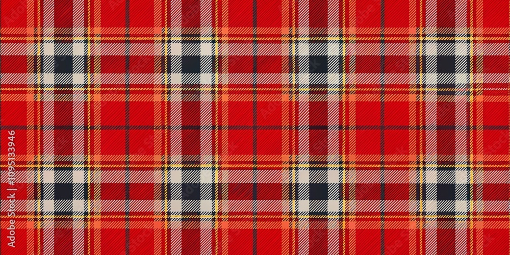 Tartan Plaid Pattern Checkered Fabric Texture Print in Bright Red Background with Dark Red Stripes for Fashion and Textile Design Projects Tartan Plaid Pattern Checkered Fabric Texture Print in Bright Red Background with Dark Red Stripes for Fashion and Textile Design Projects